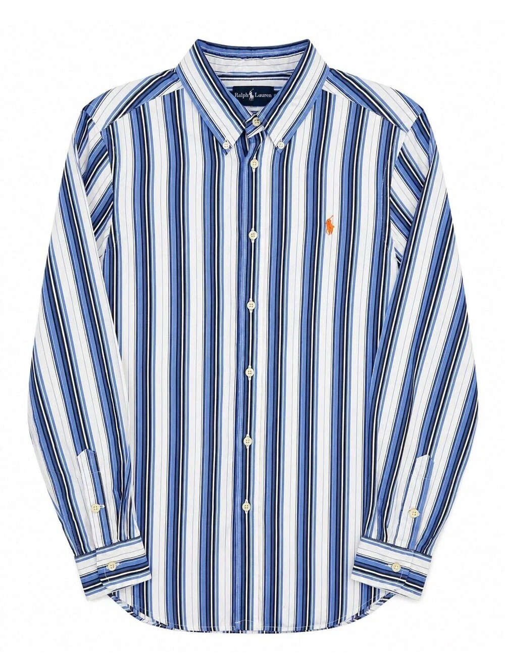 Polo Ralph Lauren Boys L 14-16 Plaid Button Down Shirt Blue Pink 100% Cotton